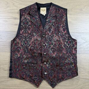 Vintage Wah Maker Vest Men Small Western Frontier Gambler Saloon Floral Artsy